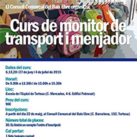 Curs de monitor de transport i menjador Curs de monitor de transport i menjador