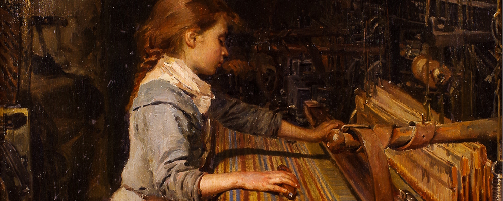 Rèplica de "La petita obrera" (1893), de Joan Planella i Rodríguez. Rèplica de "La petita obrera" (1893), de Joan Planella i Rodríguez.