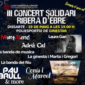 III Concert solidari Ribera d'Ebre - Ginestar 2018 III Concert solidari Ribera d'Ebre - Ginestar 2018