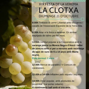 XIX Festa de la Verema. La Clotxa - Corbera d'Ebre 2018 XIX Festa de la Verema. La Clotxa - Corbera d'Ebre 2018