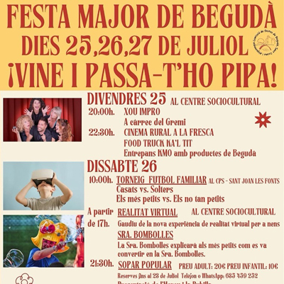 Festa Major de Begudà, Sant Joan les Fonts, 2025