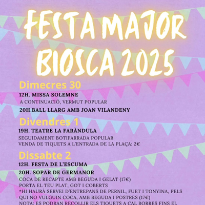 Festa Major de Biosca, 2025