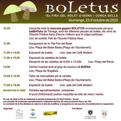 Boletus, fira del bolet d’Isona i Conca Dellà, 2022