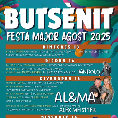 Festa Major de Butsènit d'Urgell, Montgai, 2025