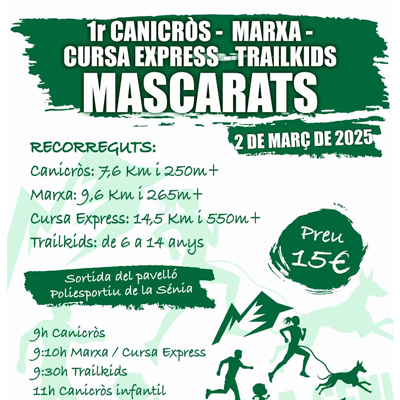 Canicròs, Marxa, Cursa Express i Trailkids Mascarats, La Sénia, 2025