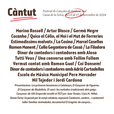 Càntut. Cançons de tradició oral, 2024 Càntut. Cançons de tradició oral, 2024