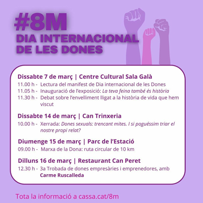 8M, Dia Internacional de les Dones a Cassà de la Selva, 2026 8M, Dia Internacional de les Dones a Cassà de la Selva, 2026