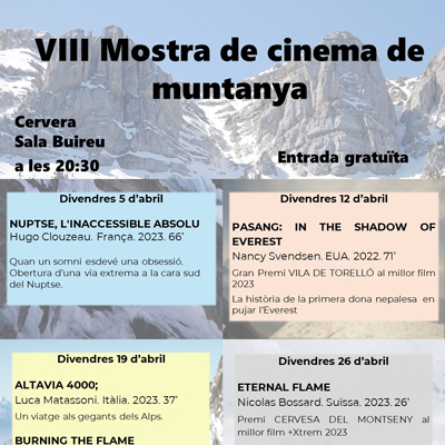 8a Mostra de Cinema de Muntanya, Cervera, 2024 8a Mostra de Cinema de Muntanya, Cervera, 2024