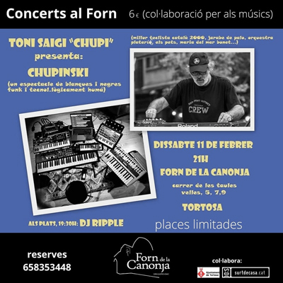 Concert de Toni Saigi "Chupi" al Forn de la Canonja, Tortosa, 2023 Concert de Toni Saigi "Chupi" al Forn de la Canonja, Tortosa, 2023