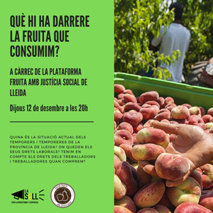 Xerrada 'Què hi ha darrere la fruita que consumim?' a La Soll, Lleida, 2019 Xerrada 'Què hi ha darrere la fruita que consumim?' a La Soll, Lleida, 2019