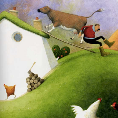 Conte 'Una vaca a la teulada' d'Eric Maddern, il·lustrat per Paul Hess Conte 'Una vaca a la teulada' d'Eric Maddern, il·lustrat per Paul Hess