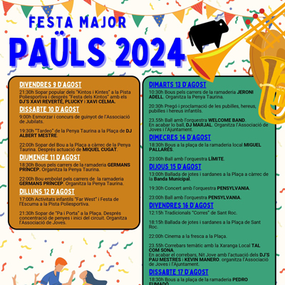 Festa Major - Paüls 2024 Festa Major - Paüls 2024