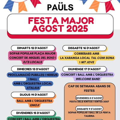 Festa Major - Paüls 2025