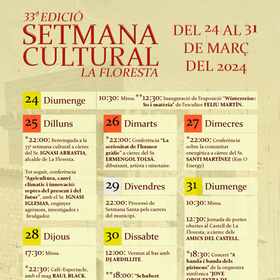 33a Setmana Cultural a la Floresta, 2024 33a Setmana Cultural a la Floresta, 2024