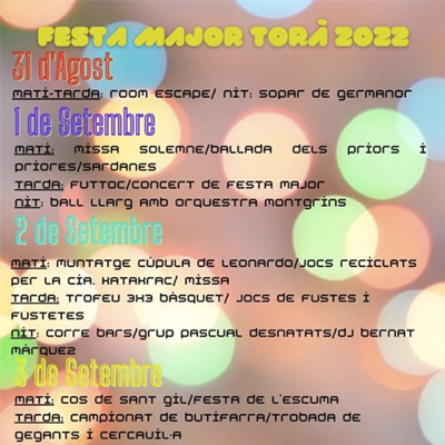 Festa Major de Torà, 2022