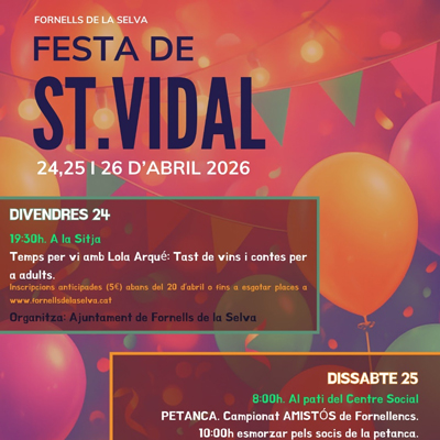 Festa Major de Sant Vidal a Fornells de la Selva, 2026