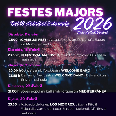 Festes Majors de Sant Marc al Mas de Barberans, 2026