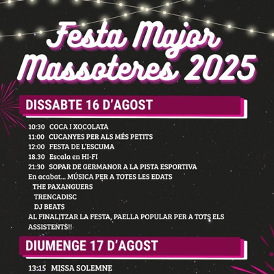 Festa Major de Massoteres, 2025 Festa Major de Massoteres, 2025