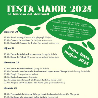 Festa Major de la Joncosa del Montmell, El Montmell, 2025 Festa Major de la Joncosa del Montmell, El Montmell, 2025
