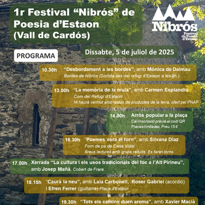 Festival Nibrós de Poesia d'Estaon, Vall de Cardós, 2025 Festival Nibrós de Poesia d'Estaon, Vall de Cardós, 2025