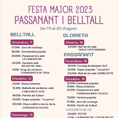 Festa Major de Passanant i Belltall, 2023 Festa Major de Passanant i Belltall, 2023