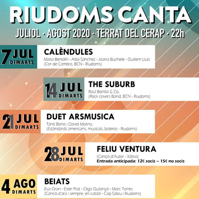Cicle, Riudoms canta, Centre d'Estudis Riudomencs Arnau de Palomar, CERAP, Riudoms, 2020 Cicle, Riudoms canta, Centre d'Estudis Riudomencs Arnau de Palomar, CERAP, Riudoms, 2020