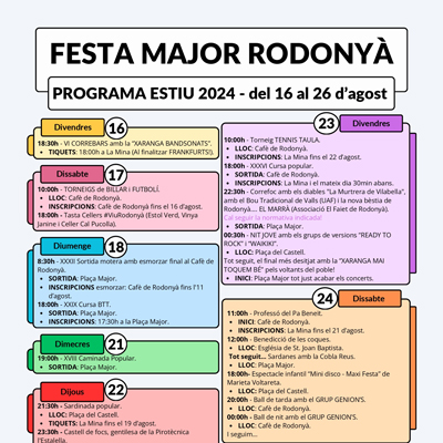 Festa Major de Rodonyà, 2024 Festa Major de Rodonyà, 2024