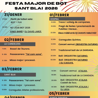 Festa Major de Sant Blai - Bot 2026 Festa Major de Sant Blai - Bot 2026