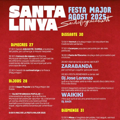 Festa Major de Santa Linya, 2025 Festa Major de Santa Linya, 2025