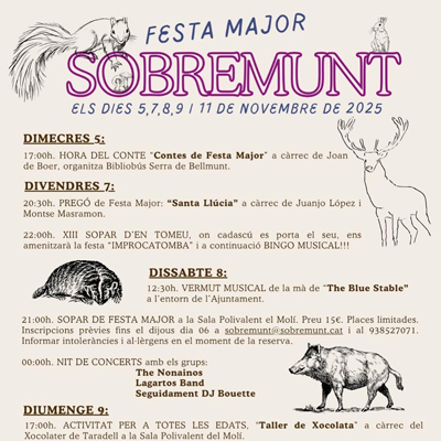 Festa Major de Sant Martí a Sobremunt, 2025 Festa Major de Sant Martí a Sobremunt, 2025