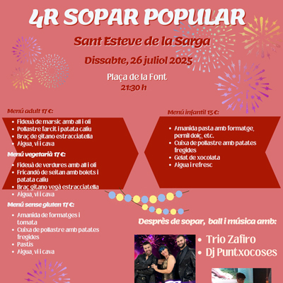 Sopar Popular a Sant Esteve de la Sarga, 2025 Sopar Popular a Sant Esteve de la Sarga, 2025
