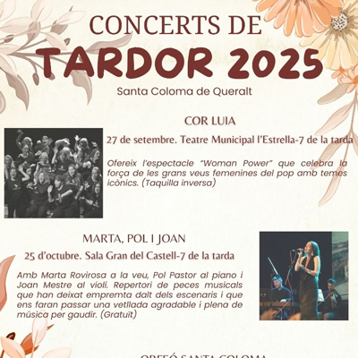 Concerts de Tardor a Santa Coloma de Queralt, 2025 Concerts de Tardor a Santa Coloma de Queralt, 2025