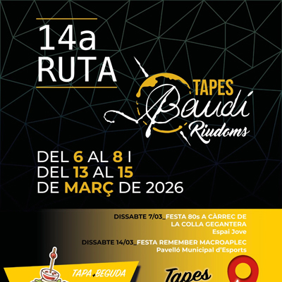 14a Ruta de Tapes Gaudí de Riudoms, 2026 14a Ruta de Tapes Gaudí de Riudoms, 2026