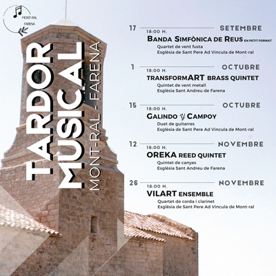 Cicle de concerts Tardor Musical a Mont-ral - Farena, 2022 Cicle de concerts Tardor Musical a Mont-ral - Farena, 2022