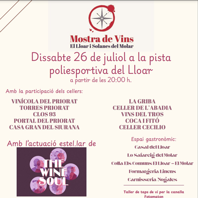 Mostra de Vins de la Vila del Lloar i les Solanes del Molar, 2025 Mostra de Vins de la Vila del Lloar i les Solanes del Molar, 2025