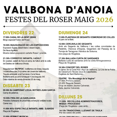 Festes del Roser de Vallbona d'Anoia Festes del Roser de Vallbona d'Anoia