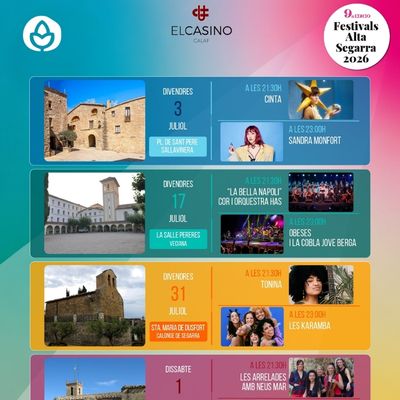 Festivals Alta Segarra, 9è Festivals Alta Segarra, 2026