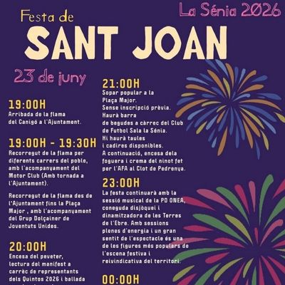 Revetlla de Sant Joan a la Sénia 2026, Revetlla de Sant Joan a la Sénia, La Sénia, 2026, Revetlla de Sant Joan, 