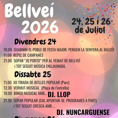 Festa Major de Bellveí, Torrefeta i Florejacs, 2026