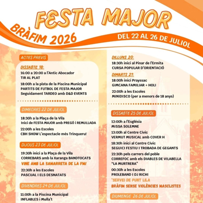 Festa Major de Bràfim, 2026