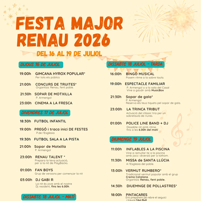 Festa Major de Renau, 2026