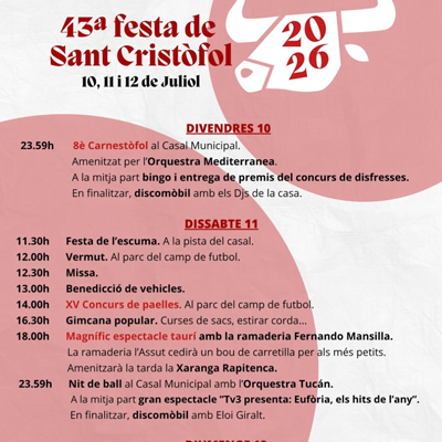43a Festa de Sant Cristòfol - Corbera d’Ebre 2026