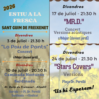 Estiu a la Fresca a Sant Guim de Freixenet, 2026