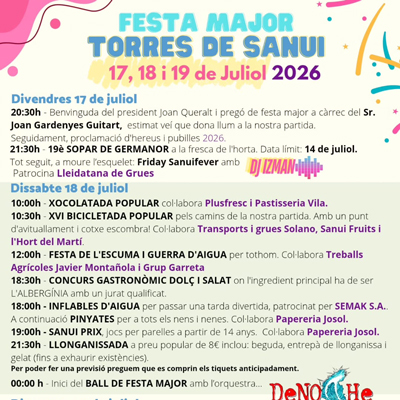 Festa Major de Torres de Sanui, Lleida, 2026