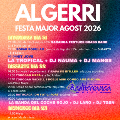 Festa Major d'Algerri, 2026