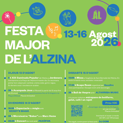 Festa Major de l'Alzina, Vall d'Alinyà, Alt Urgell, 2026 Festa Major de l'Alzina, Vall d'Alinyà, Alt Urgell, 2026