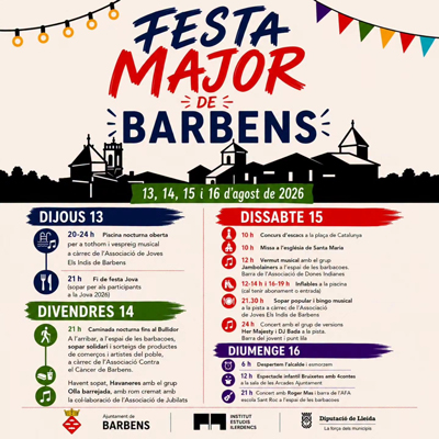 Festa Major de Barbens, 2026 Festa Major de Barbens, 2026