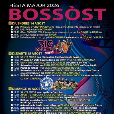 Festa Major de Bòssost, 2026