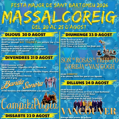Festa Major de Massalcoreig, 2026