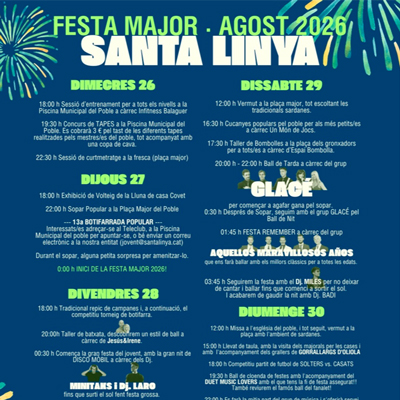 Festa Major de Santa Linya, les Avellanes i Santa Linya, 2026